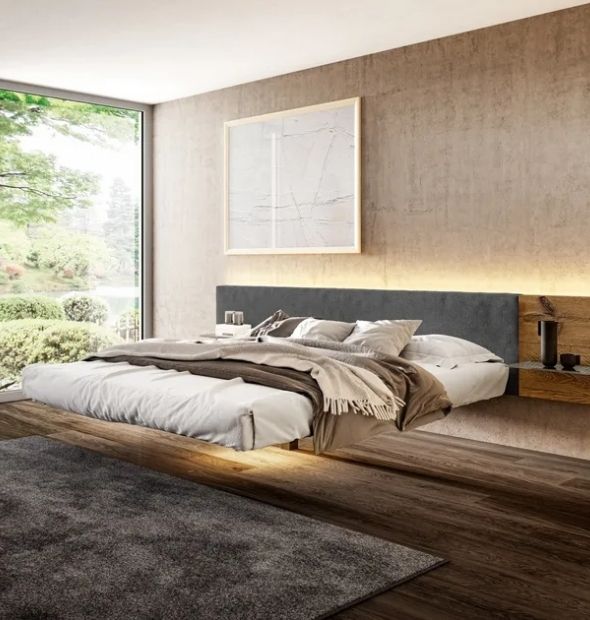 cama flutua flotante, Lago, diseño italiano moderno, lujo
